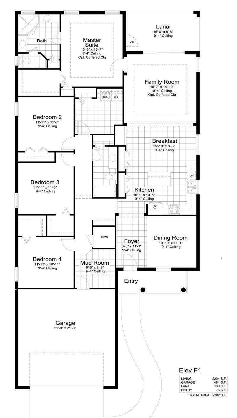 Sweetwater Floor Plan in Canopy, Naples by Neal Communities, 4 Bedrooms, 2 Bathrooms, 2 Car garage, 2,204 Square feet